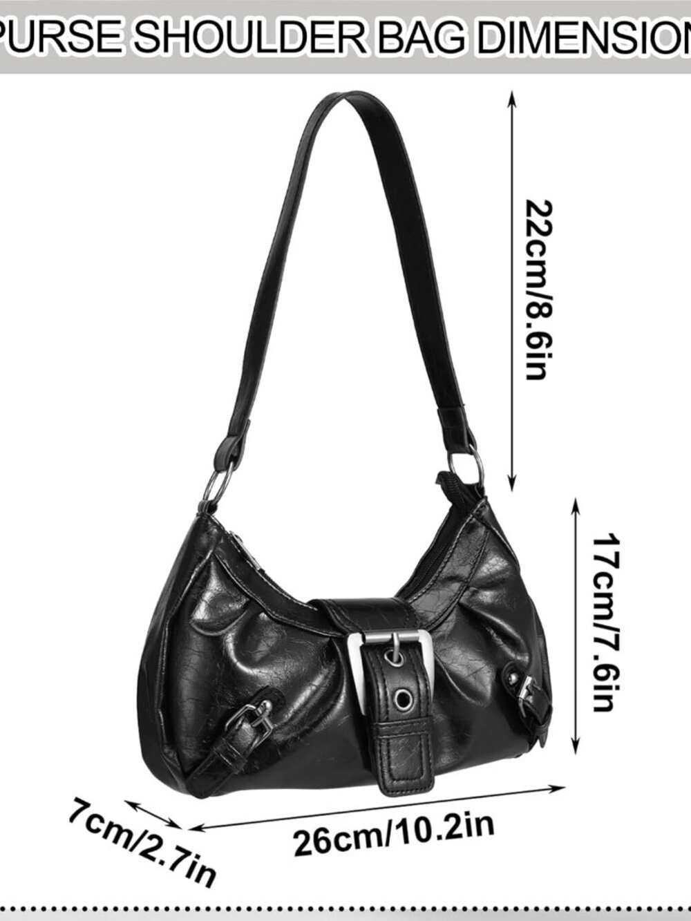 Buckle Handbag Goth Punk Hobo with Sunglasses Star Layered Necklace Keychain - Picture 4 of 7